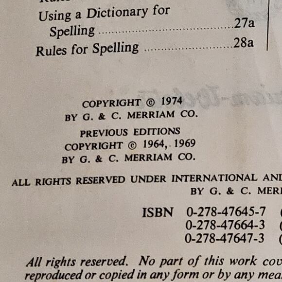 1974 Merriam Websters New Students Dictionary Vtg HC USA - Picture 7 of 11
